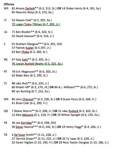 Michigan Depth Chart