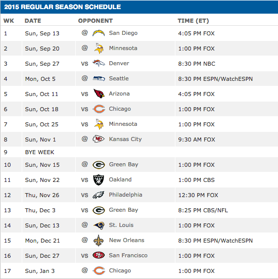 Detroit Lions Season Schedule